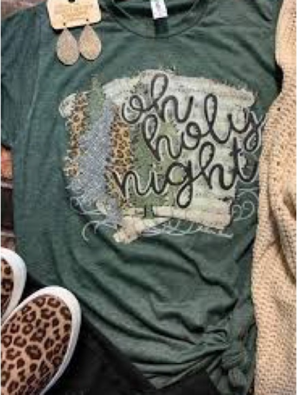 Green Graphic Tee - "Oh Holy Night"
